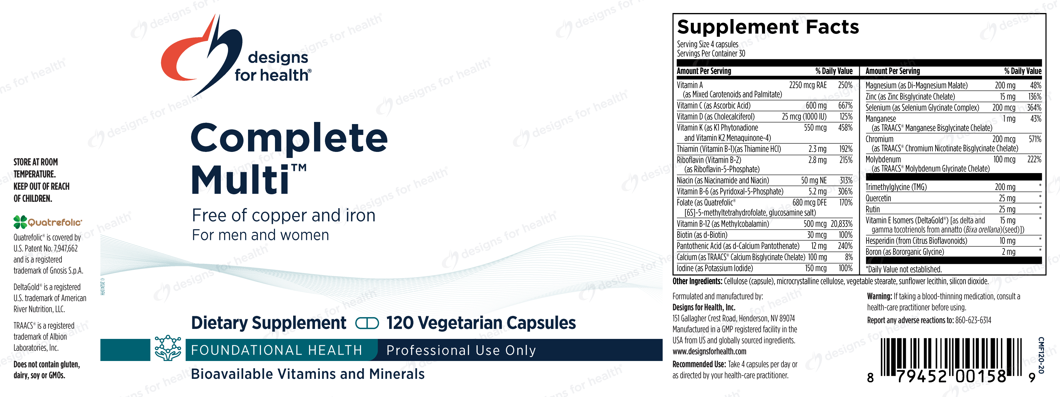 Designs for Health DFH Complete Multi (Free of Copper and Iron) Label