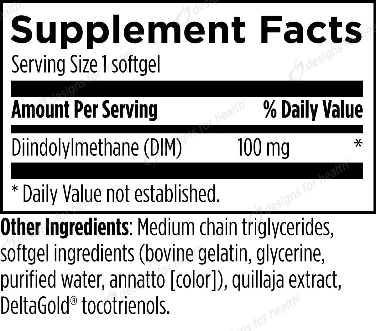 Designs for Health DIM-Evail Ingredients