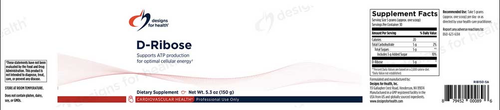 Designs for Health D-Ribose Label