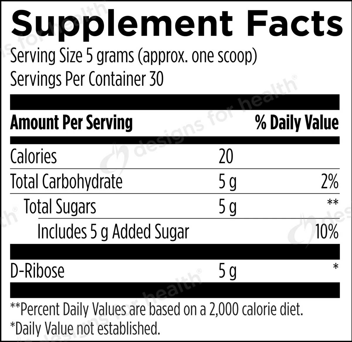 Designs for Health D-Ribose Ingredients