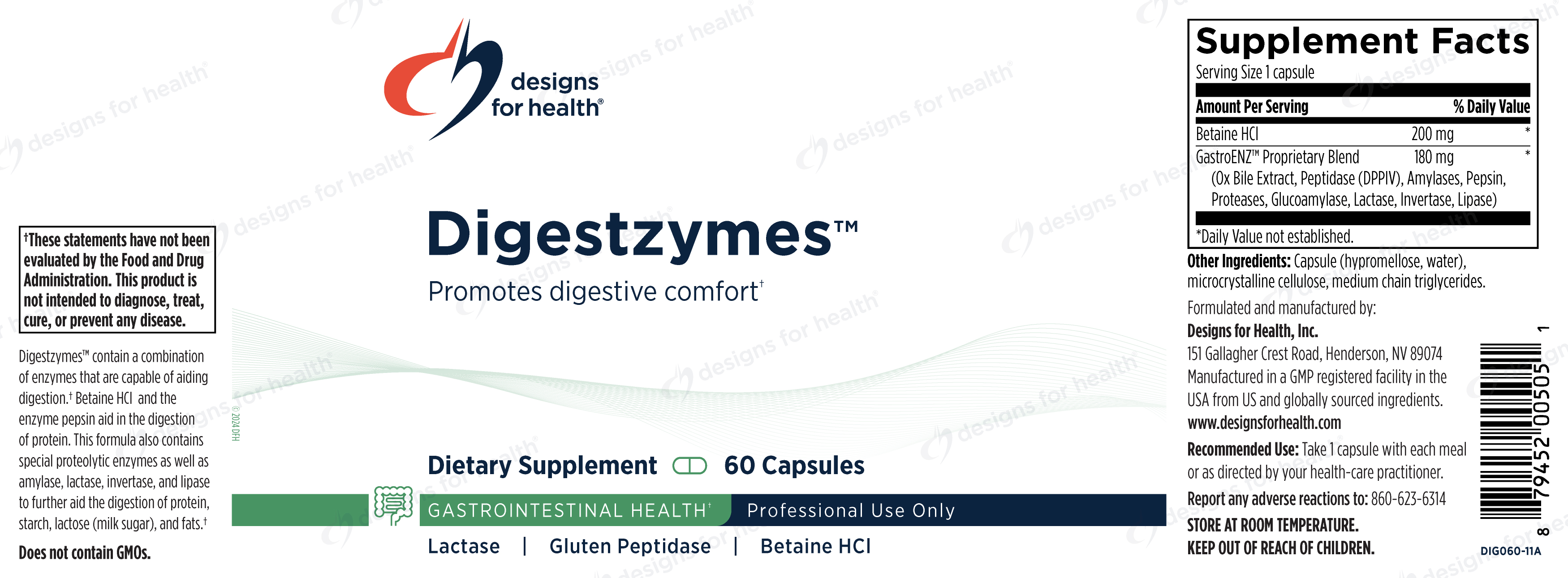 Designs for Health Digestzymes Label