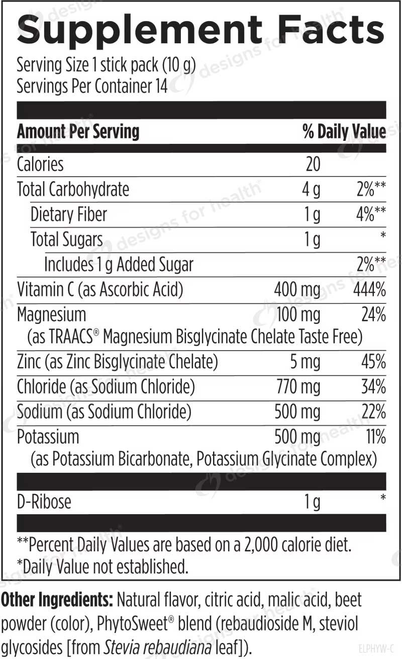 Designs for Health ElectroPure Hydration  Ingredients