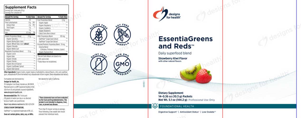 Designs for Health EssentiaGreens and Reds™ (Stick Packs) Label
