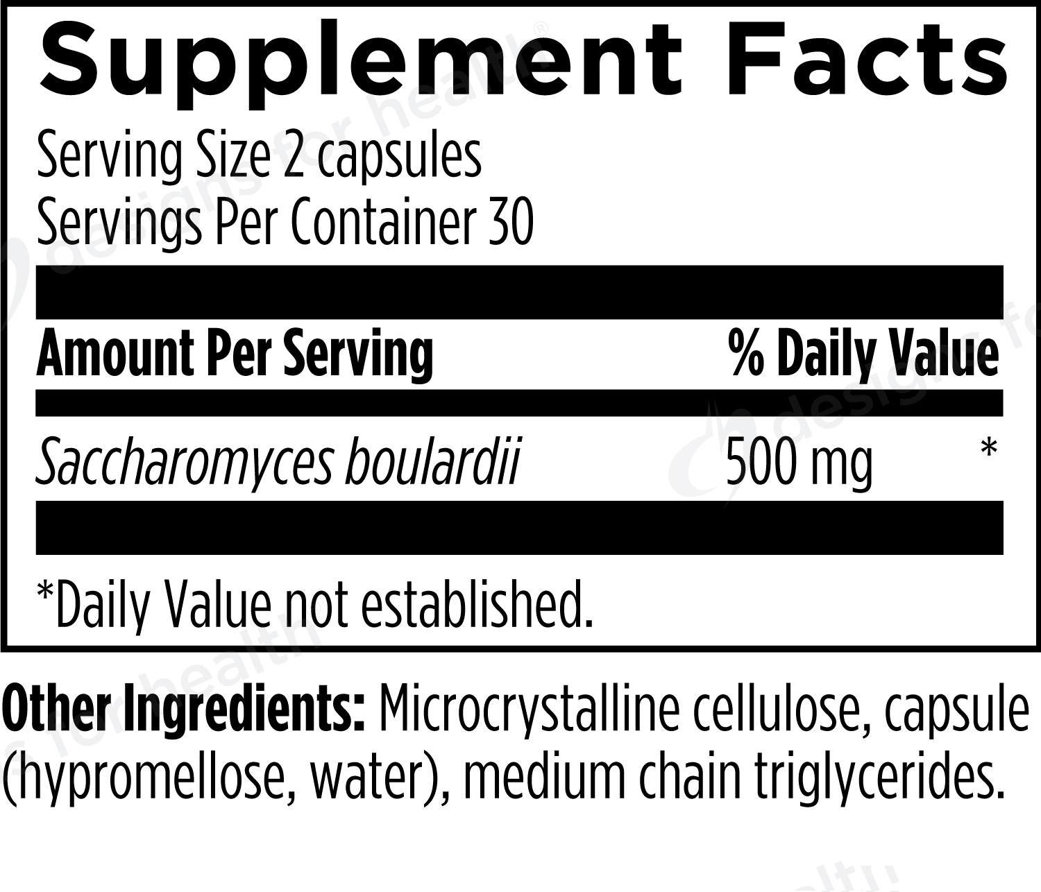 Designs for Health FloraMyces Ingredients