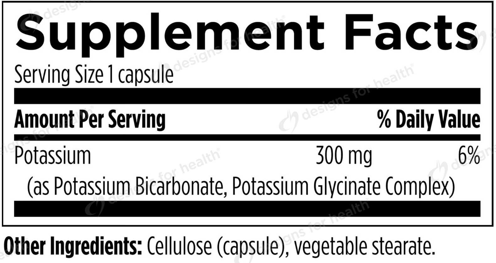 Designs for Health K+2 Potassium Ingredients