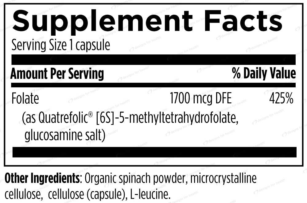 Designs for Health L-5-MTHF (1 mg) 1700 mcg DFE Ingredients 