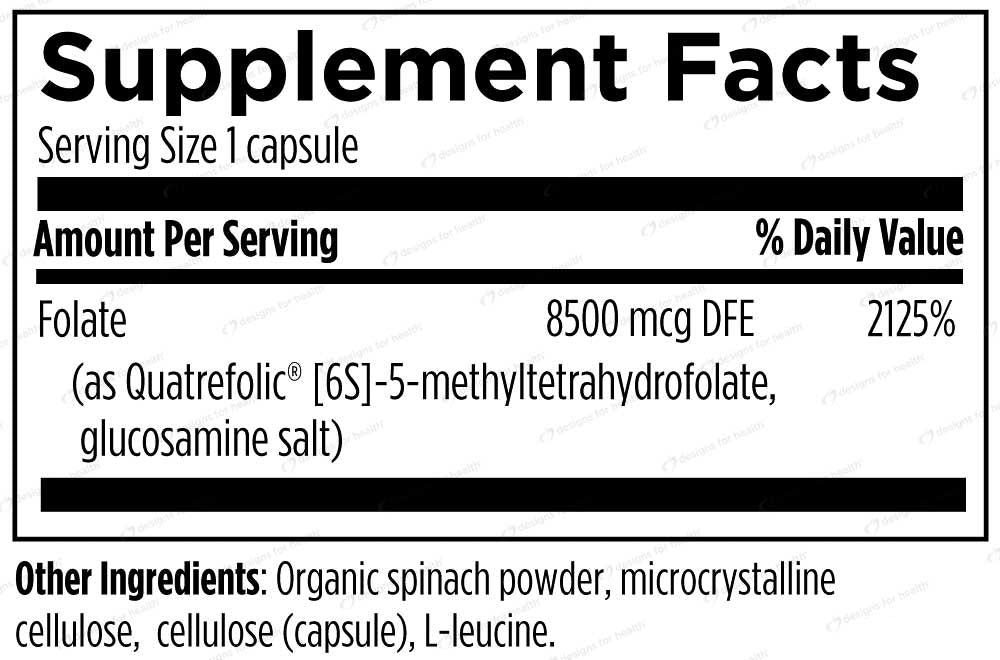 Designs for Health L-5-MTHF (5mg) 8500 mcg DFE Ingredients 
