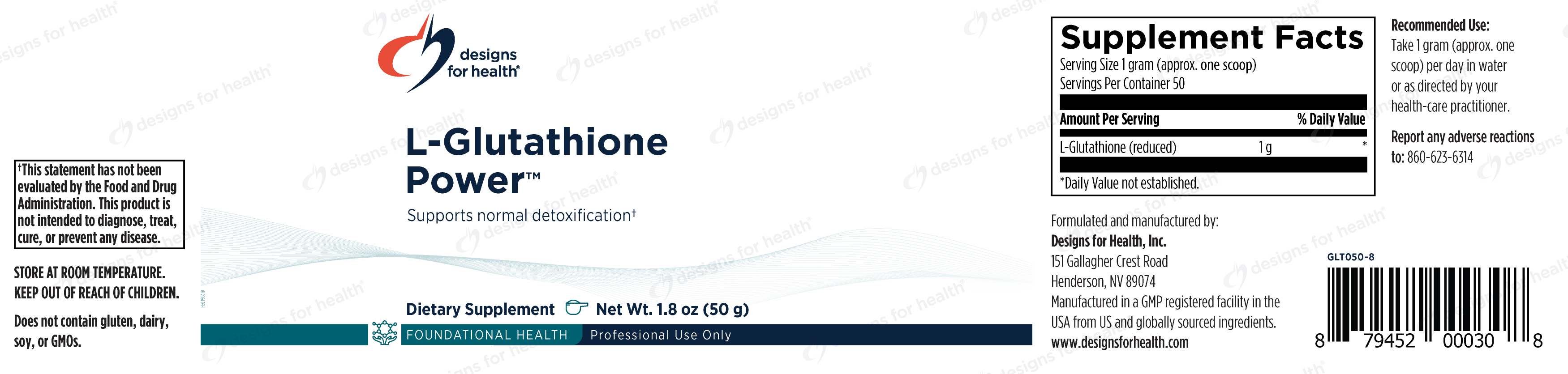 Designs for Health L-Glutathione Power Label