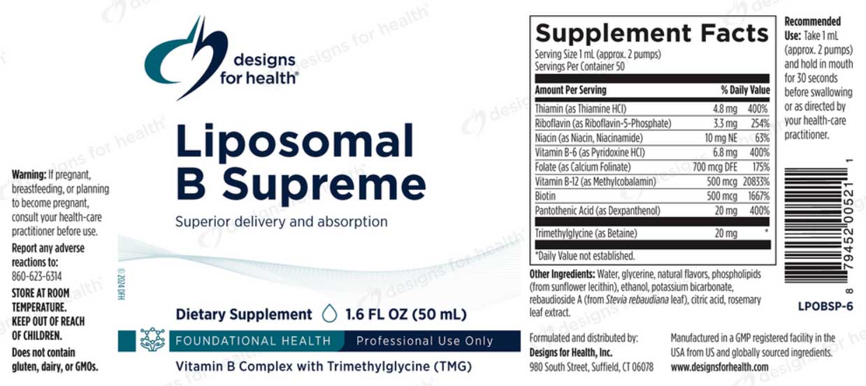 Designs for Health Liposomal B Supreme Label