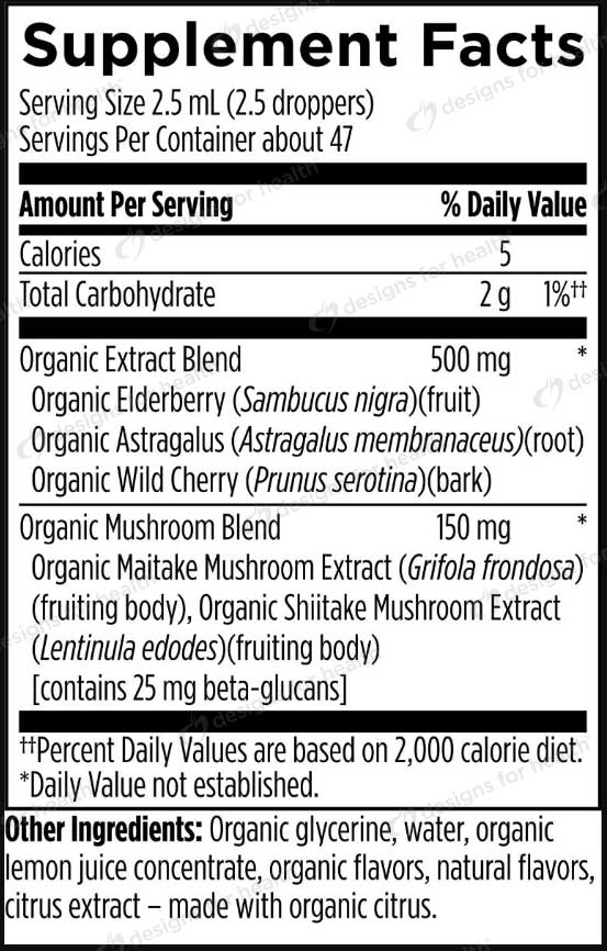 Designs for Health Organic ImmunoBerry Liquid Ingredients