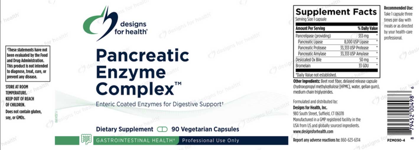 Designs for Health Pancreatic Enzyme Complex Label