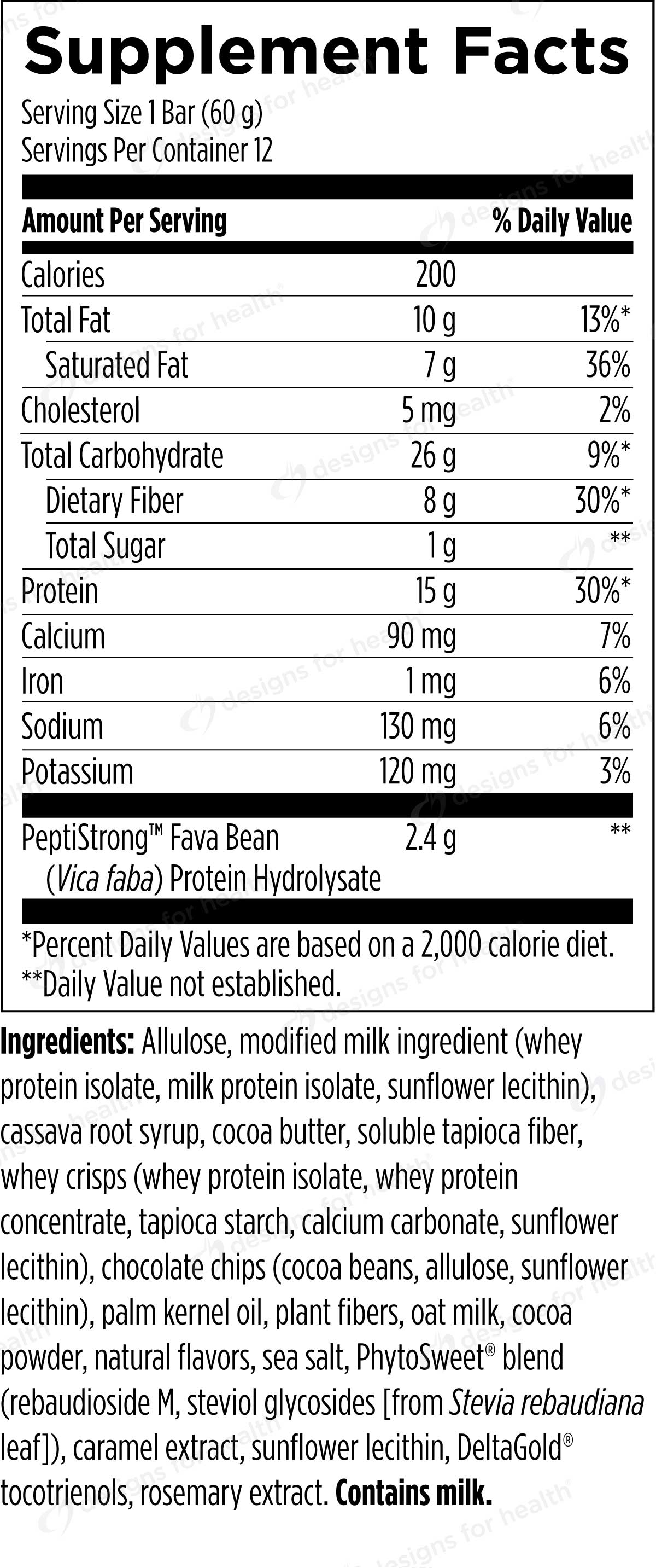Designs for Health Performance Peptides Bar Ingredients