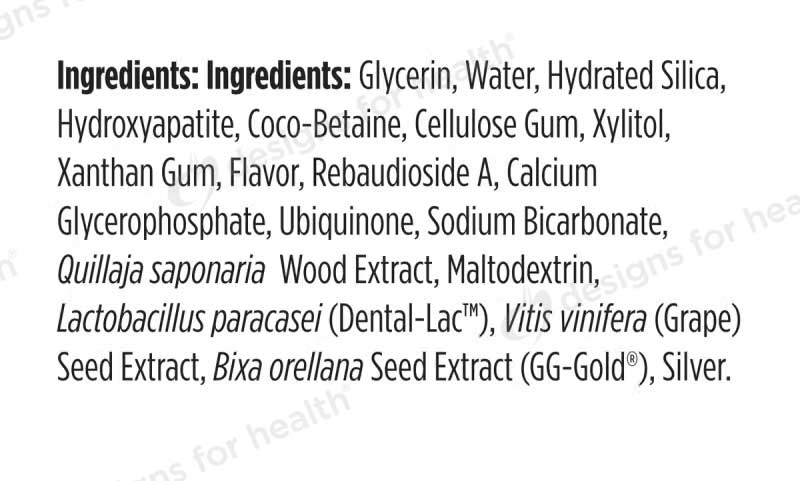 Designs for Health PerioBiotic Silver (Probiotic Toothpaste) Ingredients