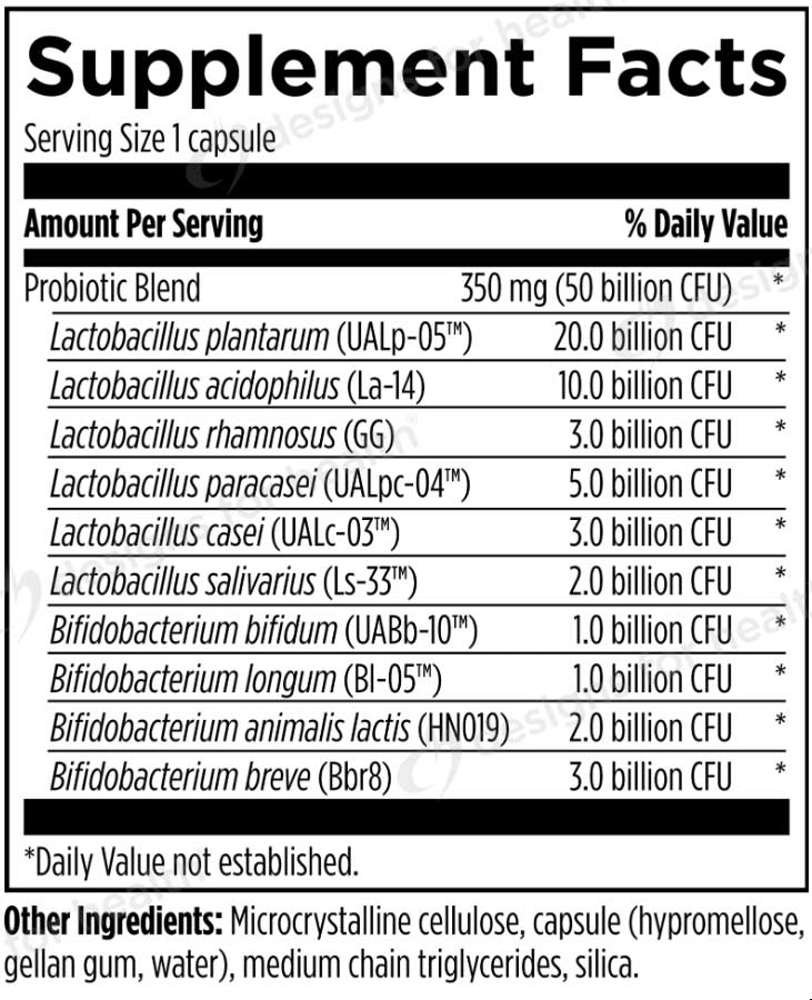 Designs for Health ProbioMed 50 Ingredients