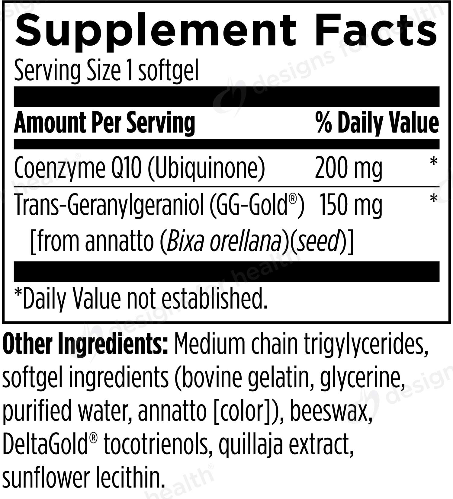 Designs for Health Q-Evail® 200 Synergy™ Ingredients