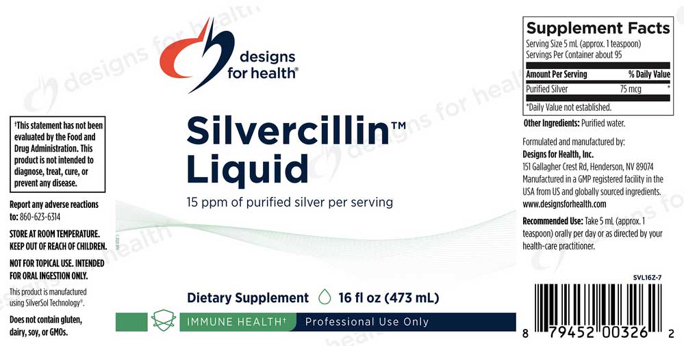 Designs for Health Silvercillin Liquid Label
