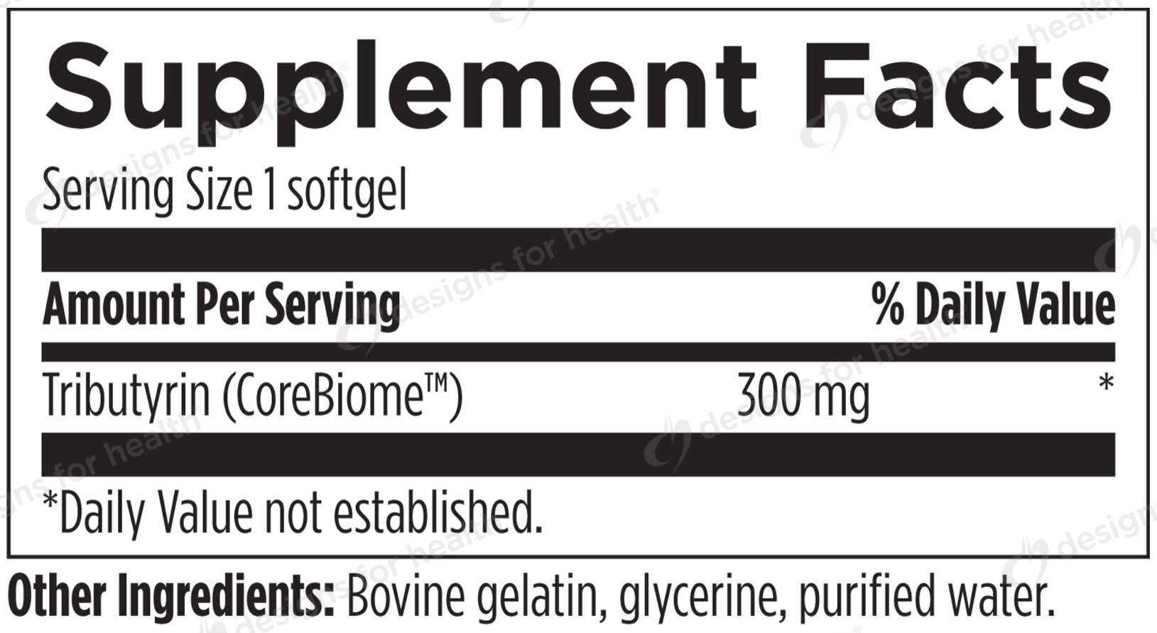 Designs for Health Tri-Butyrin Supreme Ingredients