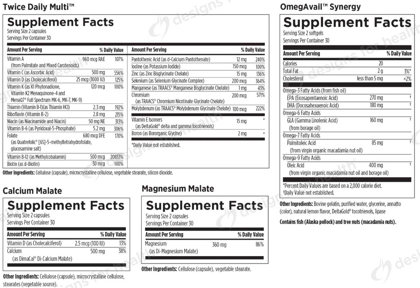 Designs for Health Twice Daily Essential Packets Ingredients