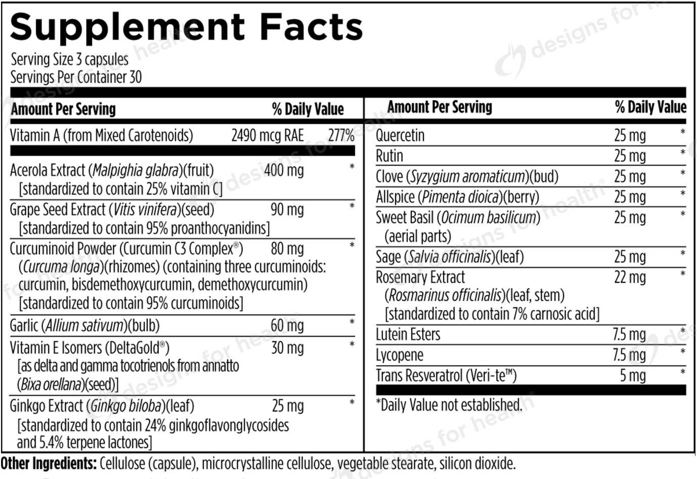 Designs for Health Ultimate Antiox Full Spectrum Ingredients