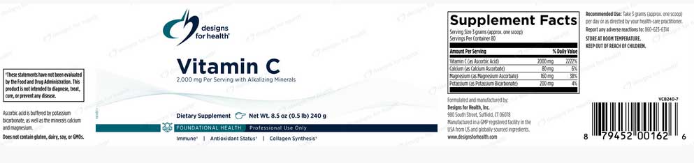 Designs for Health Vitamin C Label