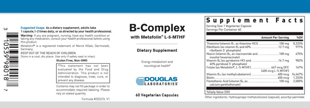 Douglas Laboratories B-Complex Label