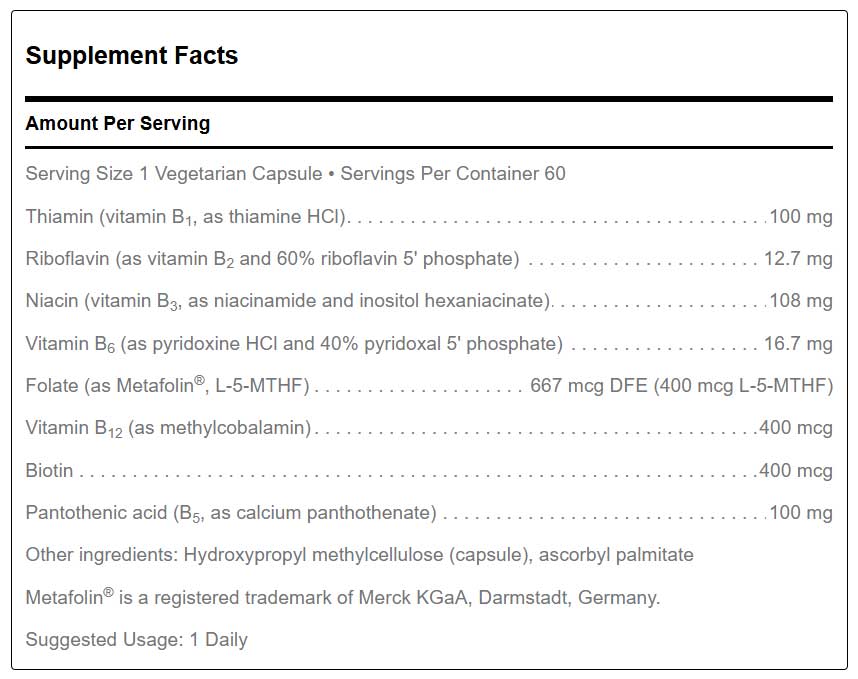 Douglas Laboratories B-Complex Ingredients