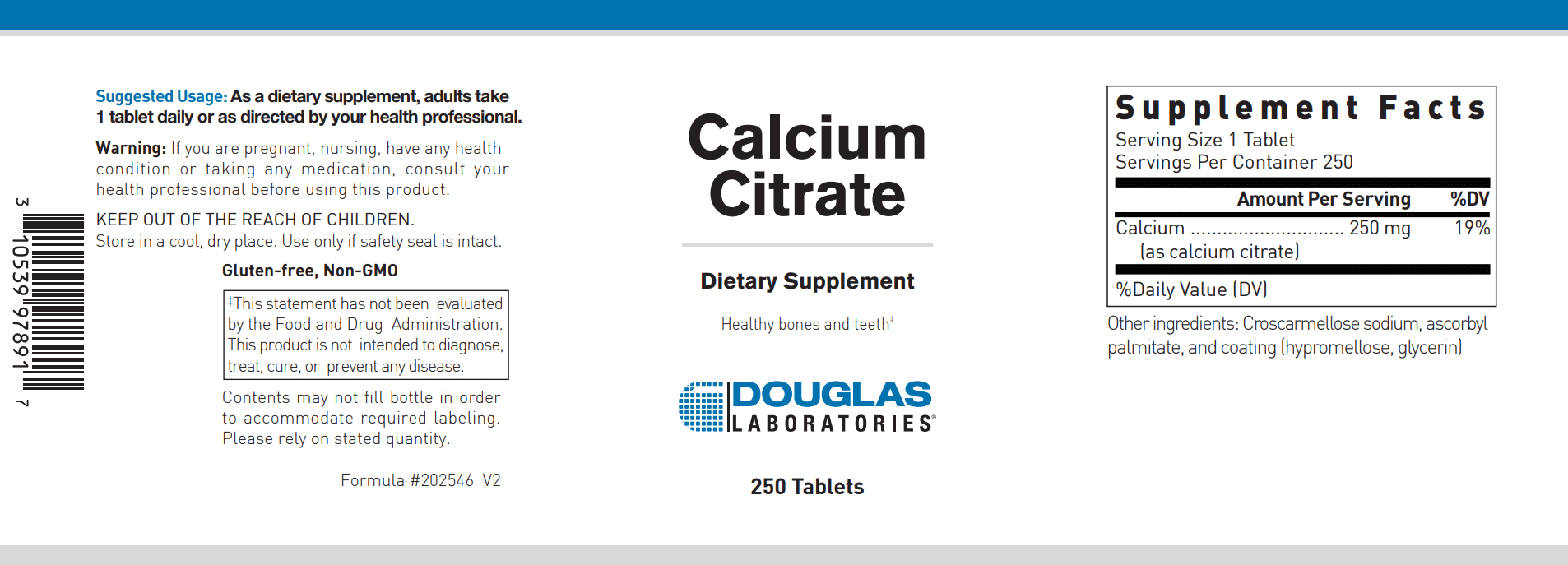 Douglas Laboratories Calcium Citrate Label