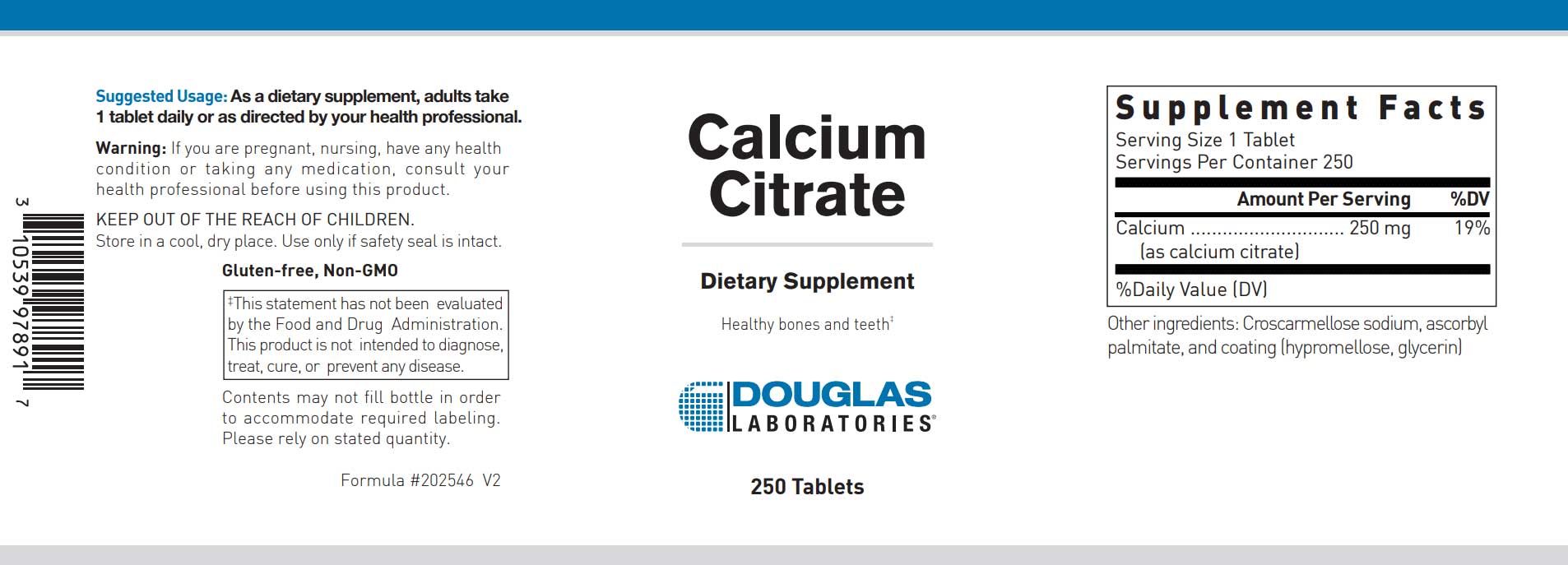 Douglas Laboratories Calcium Citrate Label