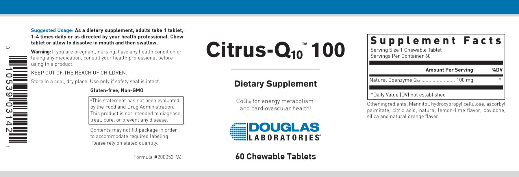 Douglas Laboratories Citrus-Q10 100 Label