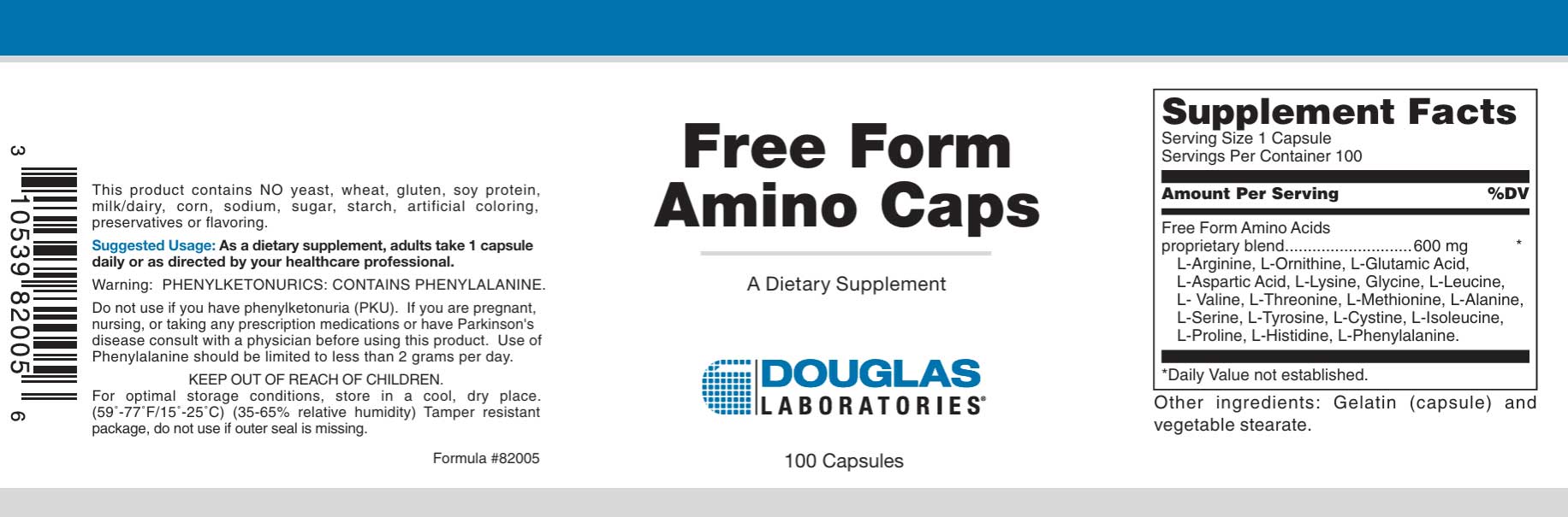 Douglas Laboratories Free Form Amino Acids Caps Label