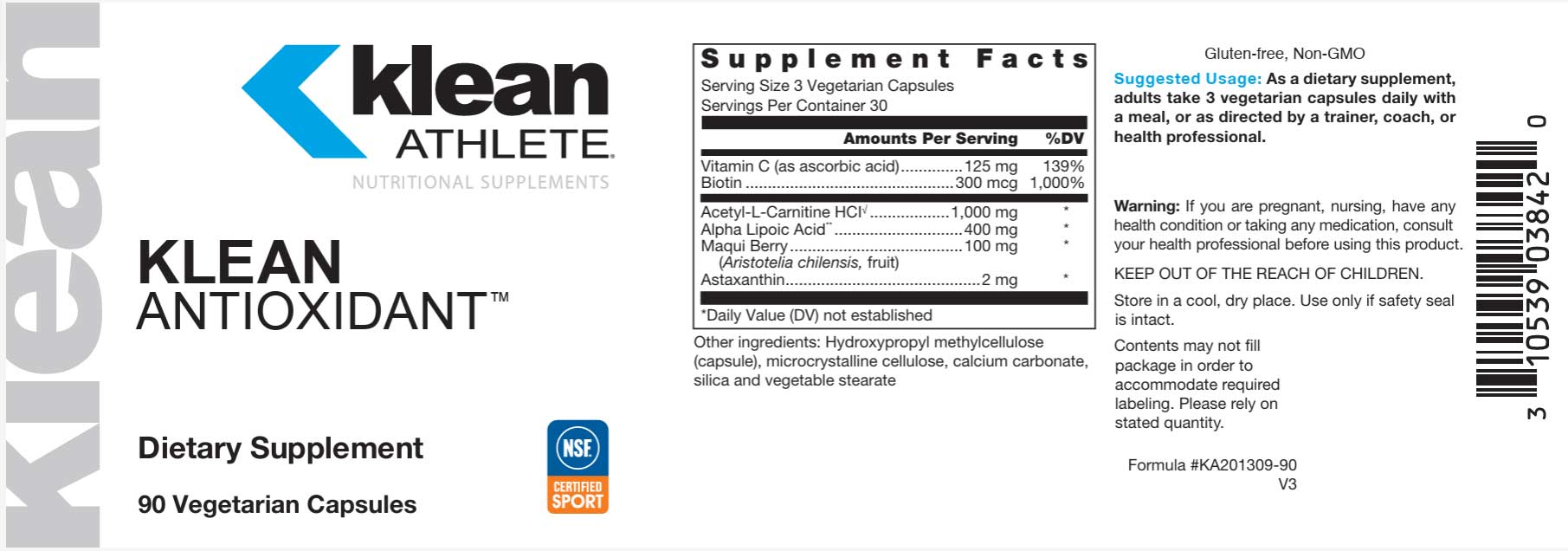 Douglas Laboratories Klean Antioxidant Label