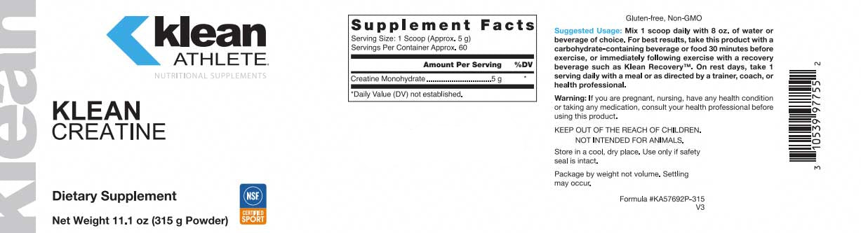 Douglas Laboratories Klean Creatine Label