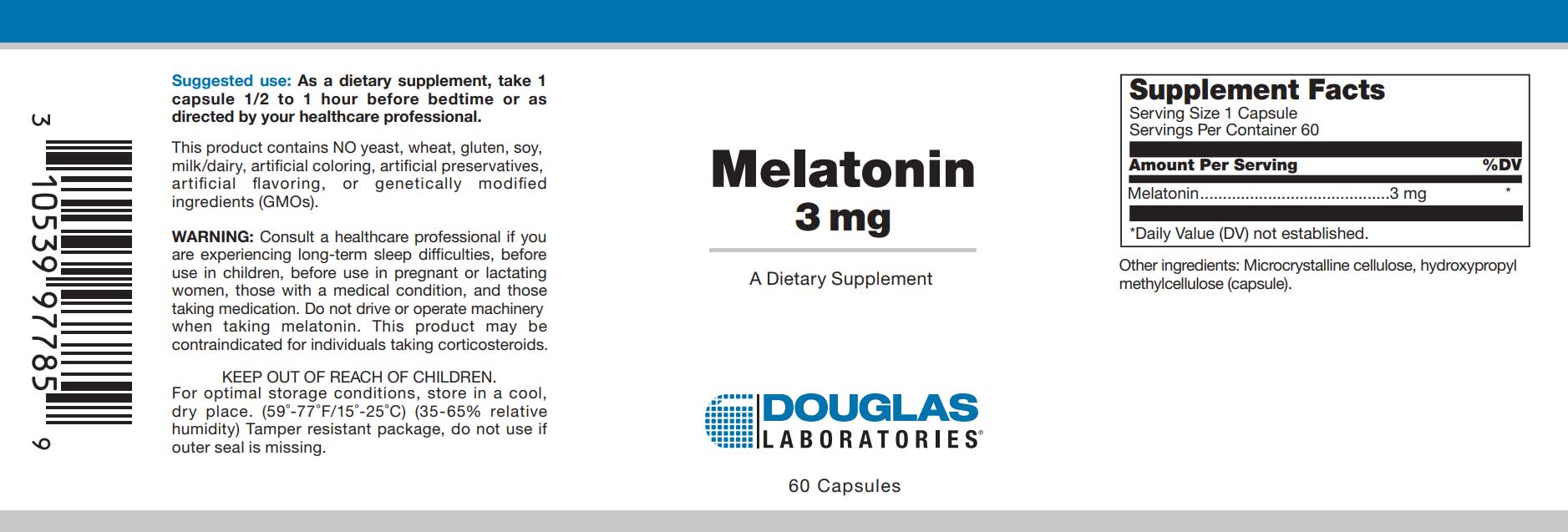 Douglas Laboratories Melatonin (3mg) Label