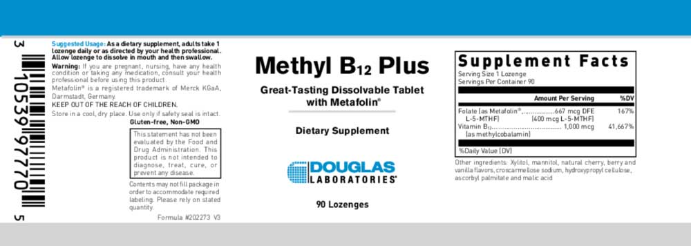 Douglas Laboratories Methyl B12 Plus Label