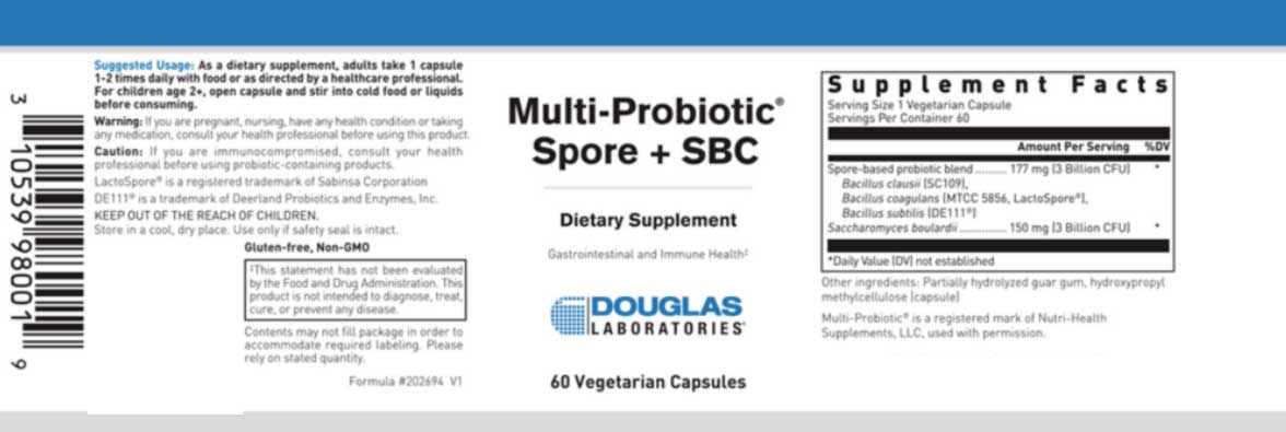 Douglas Laboratories Multi-Probiotic Spore + SBC Label