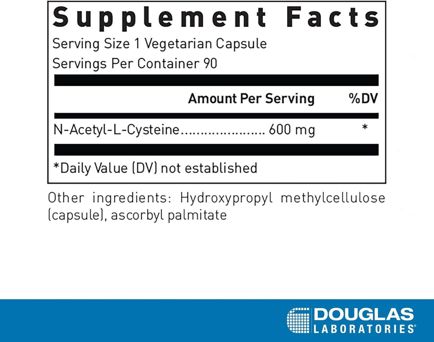 Douglas Laboratories N-Acetyl-L-Cysteine 600 mg Ingredients