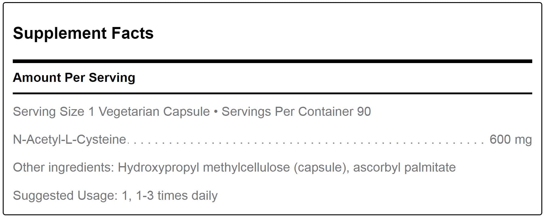 Douglas Laboratories N-Acetyl-L-Cysteine 600 mg Ingredients 