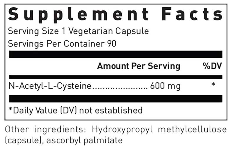 Douglas Laboratories N-Acetyl-L-Cysteine 600 mg Ingredients