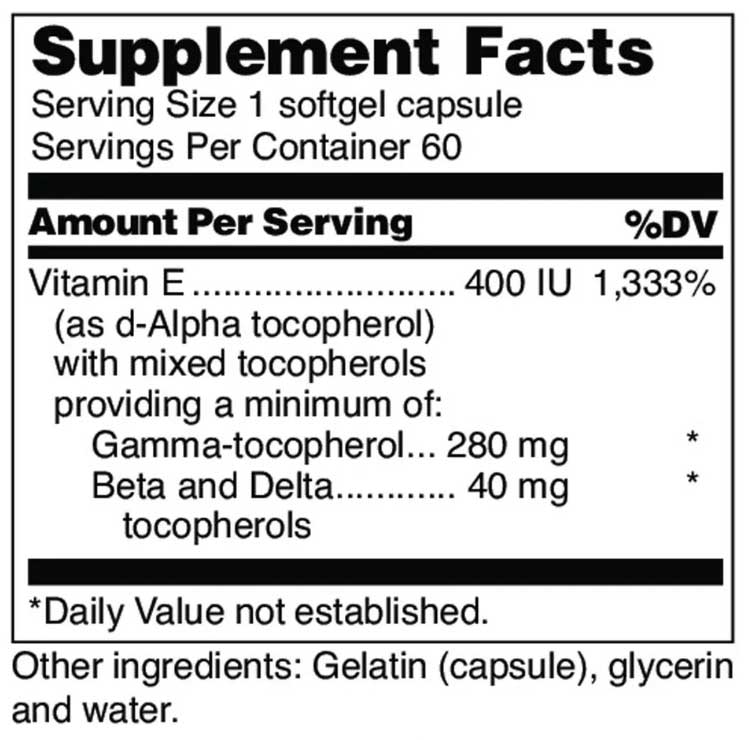 Douglas Laboratories Nutri-E 400 Forte Ingredients
