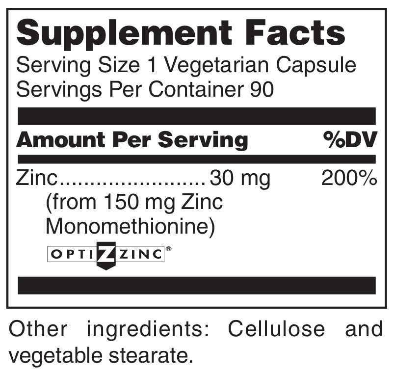 Douglas Laboratories OptiZinc 30 Ingredients
