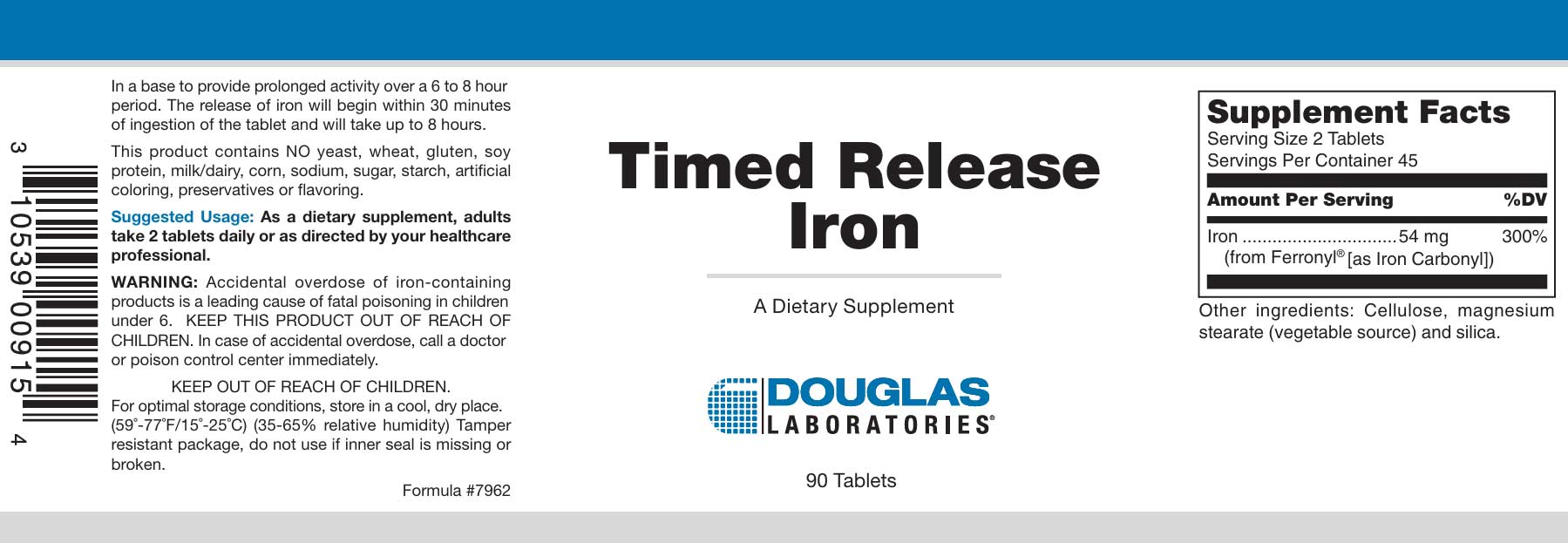 Douglas Laboratories Timed Release Iron Label