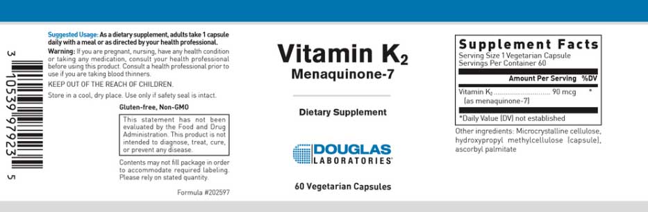 Douglas Laboratories Vitamin K2 Label
