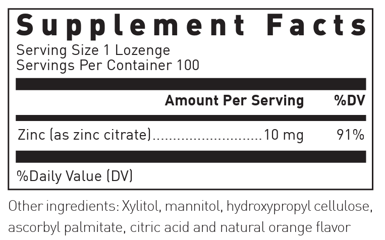 Douglas Laboratories Zinc Lozenges Ingredients