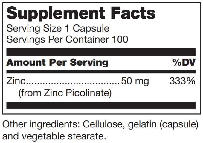 Douglas Laboratories Zinc Picolinate 50mg Ingredients 