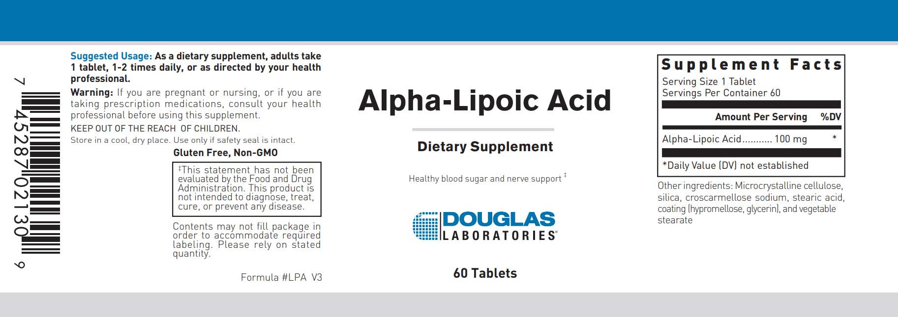 Douglas Laboratories Alpha-Lipoic Acid 100 mg Label