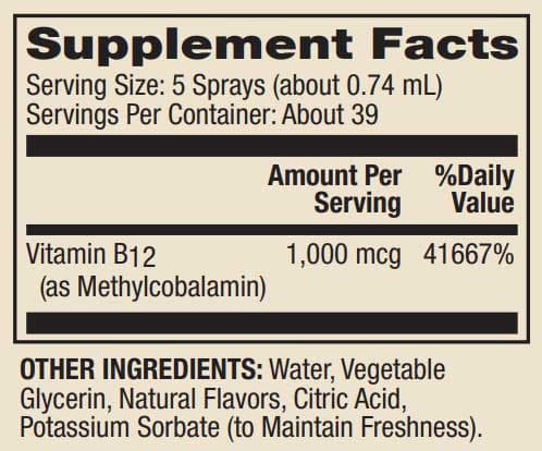 Dr. Mercola Methyl B-12 Energy Boost (Vitamin) Ingredients 
