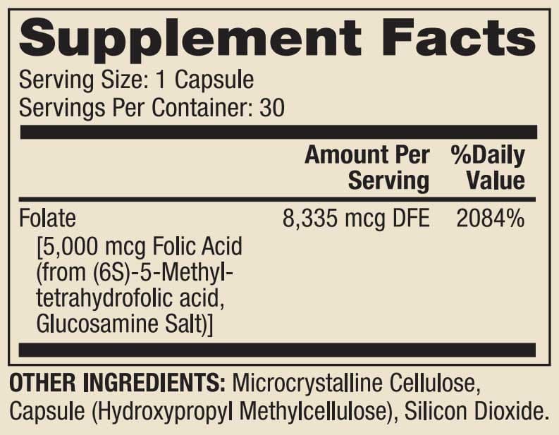 Dr. Mercola Methyl Folate 5,000 mcg Ingredients