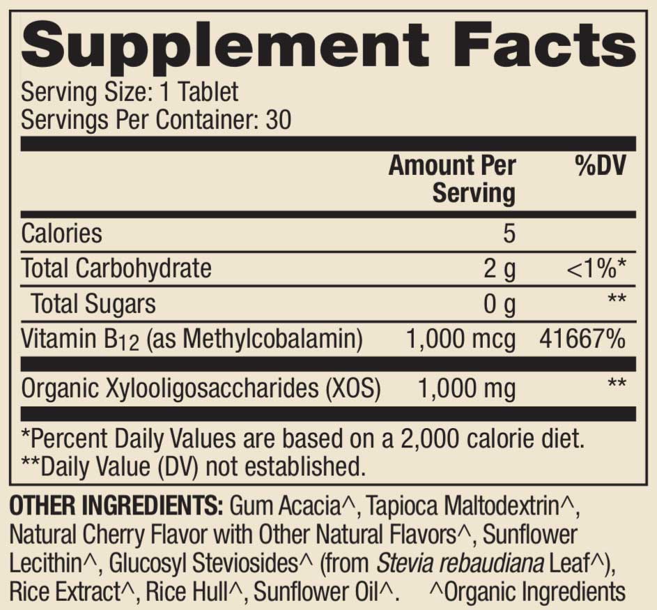 Dr. Mercola Chewable Vitamin B12 Ingredients