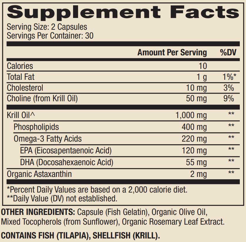 Dr. Mercola Antarctic Krill Oil Ingredients