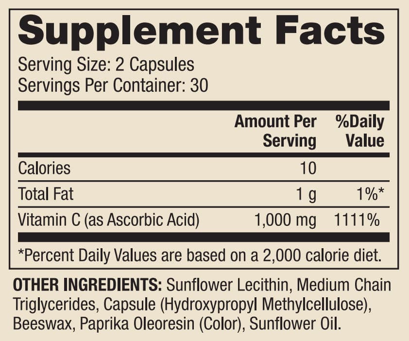 Dr. Mercola Liposomal Vitamin C Ingredients